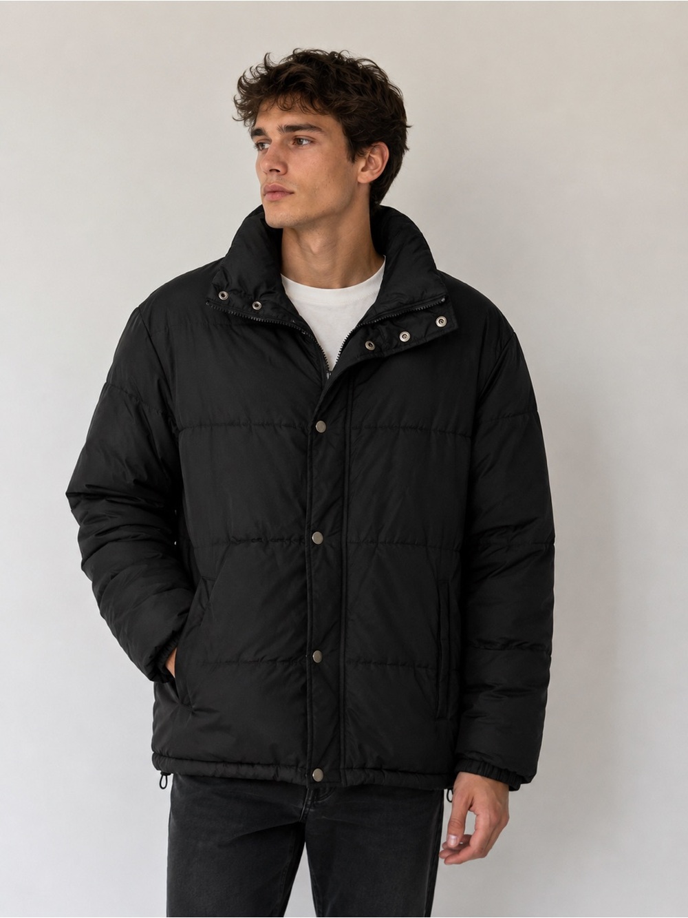 Guess Men's Black Quilted Puffer Jacket